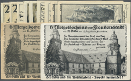 Freudenstadt, Stadt, 2 X 25, 3 X 50 Pf., 2 Mark, Div. Daten, 9 Scheine In Varianten, Dazu Verkaufsumschlag Und... - Other & Unclassified