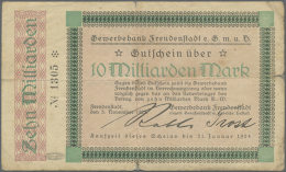Freudenstadt, Gewerbebank, 10 Mrd. Mark, 3.11.1923, Rückseite Leer, Erh. IV (D) - Other & Unclassified
