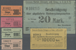 Ebingen, Consum-Verein E.G.m.b.H., 300, 1000, 10 000, 20 000 Mark, O. D., Billetartige Marken; 20, 10 000 Mark, O.... - Other & Unclassified