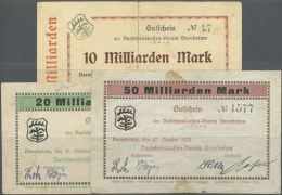 Dornstetten, Darlehenskassen-Verein, 10, 20, 50 Mrd. Mark, 27.10.1923, Erh. III-IV, Total 3 Scheine (D) - Other & Unclassified