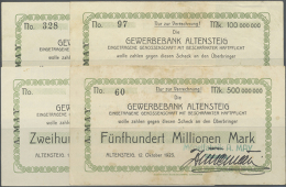 Altensteig, Möbelfabrik A. May, 50, 100, 500 Mio. Mark, 12.10.1923; Dazu 200 Mio. Mark, 12.10.1923, Ohne KN,... - Other & Unclassified