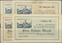 Alpirsbach, Stadtgemeinde, 10, 20, 50 Mrd. Mark, 2.11.1923; 1 Billion Mark, 16.11.1923, Mit KN, Ohne... - Other & Unclassified