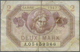 2 Mark 1947, Ro.868, Eine Der Seltensten Ausgaben Der Banknoten Des Saarlandes In Stärker Gebrauchter... - Other & Unclassified