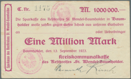 Baumholder, Kreiskommunalkasse Des Restkreises St. Wendel=Baumholder, 1 Mio. Mark, 13.9.1923; Oberstein-Idar,... - Other & Unclassified