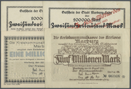 Marburg, Stadt, 200 Tsd. Mark, 11.8.1923, "Blick Von Der Weintrauts-Eiche", Erh. I-II; 5 Mrd. Mark, 25.10.1923, 5... - Other & Unclassified