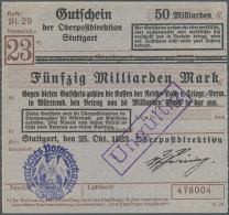 Stuttgart, Oberpostdirektion, 50 Mrd. Mark, 25.10.1923 (violetter Hochdruckstempel), Mit Viol. Rahmenstempel... - Other & Unclassified