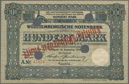 Württemberg, Württembergische Notenbank, 50 Mrd. Mark, O. D., Überdruck Auf 100 Mark, 15.12.1918,... - Other & Unclassified