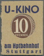 Stuttgart, U-Kino Am Hptbahnhof, 10 Pf. Ziffer Kontrollrat (ca. 1947), Einheitsausgabe Der Fa. Caprez-Werbung... - Other & Unclassified