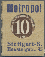 Stuttgart, Metropol Groß-Gaststätte, 10 Pf. Ziffer Kontrollrat (ca. 1947), Einheitsausgabe Der Fa.... - Other & Unclassified