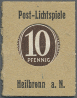 Heilbronn, Post-Lichtspiele, 10 Pf. Ziffer Kontrollrat (ca. 1947), Einheitsausgabe Der Fa. Caprez-Werbung Stuttgart... - Other & Unclassified