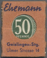 Geislingen, Ehemann Bürobedarf, 50 Pf. Ziffer Kontrollrat (ca. 1947), Einheitsausgabe Der Fa. Caprez-Werbung... - Other & Unclassified