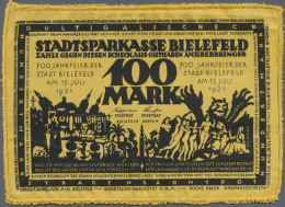 Bielefeld, 100 Mark, 15.7.1921, Gelbe Seide, Umschrift "Französischer Vertragsbruch ...", Mit Gelber Borte... - Other & Unclassified
