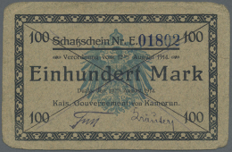 Deutsch-Kamerun: 100 Mark 1914 Entwertet, Ro.964, Stark Abgerundete Ecken, Einrisse Am Rechten Rand Und Mehrere... - Other & Unclassified