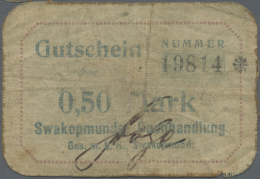 Deutsch-Südwestafrika, Swakopmunder Buchhandlung 0,50 Mark O.D.(1916-18), Ro.954e, Stark Gebrauchte Erhaltung... - Other & Unclassified