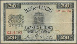 20 Gulden 1937, Ro.844 In Stärker Gebrauchter Erhaltung Mit Mehreren Knicken, Fleckigem Papier Und Kleinem... - Other & Unclassified