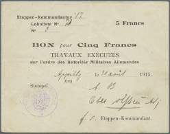 5 Francs Der Etappen-Kommandantur 1915, Ro.408 In Gebrauchter Erhaltung Mit Flecken, Einigen Knicken Und Kleinen... - Other & Unclassified