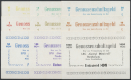 LPG-Geld, Neuholland Kreis Oranienburg, "Georgi Dimitroff", 10, 15, 50 Pf., 1, 5, 10, 50, 100, 1000 MDN, 1963, Erh.... - Other & Unclassified