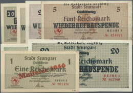 Stuttgart, Wiederaufbauspende, Spendenquittungen Zu 30 Pf., 1, 2, 5, 10, 20 Reichsmark Als Überdrucke Auf Der... - Other & Unclassified