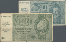 10 Und 50 Reichsmark Der Notausgaben 1945 "Schörner-Scheine", Ro.180, 181 In Stark Gebrauchter Erhaltung Mit... - Other & Unclassified
