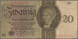 20 Reichsmark 1924, Unterdruckbuchstabe "E", Serie "E", Ro.169a In Gebrauchter Erhaltung, Mehrere Knicke And Leicht... - Other & Unclassified