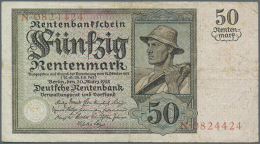 50 Rentenmark 1925, Ro.162 In Stark Gebrauchter Erhaltung Mit Diversen Knicken, Kleinen Einrissen Am Rand And... - Other & Unclassified