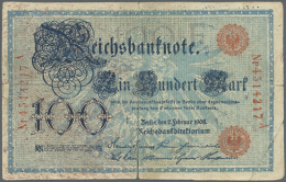 100 Mark 1908, Zeitgenössische Fälschung, Vergleiche Ro.33, Stark Gebrauchte Erhaltung Mit Mittigem Riss... - Other & Unclassified