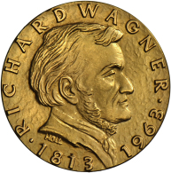 Richard Wagner 1813-1883: Goldmedaille 1963, Stempel Von Holl, Auf Seinen 150. Geburtstag, Brustbild Nach Rechts /... - Other & Unclassified