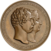 Anhalt-Dessau, Leopold Friedrich 1817-1871: Bronzemedaille 1843 (A.F. König),  Silberhochzeit Mit Friederike,... - Other & Unclassified