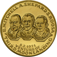 USA: Lot 2 X Goldmedaillen ; Gold 999,9,  Apollo 14 (1991) -34 Mm, 29,8 G; Apollo 16 (1972) - 20 Mm, 3,1 G;... - Other & Unclassified