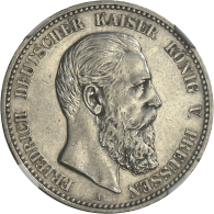 Friedrich III., 5 Mark 1888, J 99, NGC Holder AU Details Excessive Surface Hairlines, Ss+. (D) - Other & Unclassified