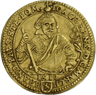 Brandenburg-Ansbach, Joachim Ernst 1603-1625: Goldgulden 1610,Slg. Wilmersdörffer 819, Friedberg 321,... - Other & Unclassified