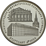 INTERNATIONATE MÜNZ MESSE In STUTTGART 1994, 3 Rubel Große Silbermedaille Ballerina, 1oz Feinsilber, Im... - Russia