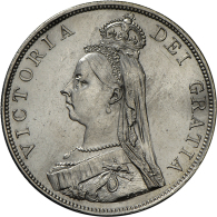 Victoria 1837-1901: 2 Florin 1887, Arabische 1, Seaby 3923., Fast Stempelglanz. (D) - Other & Unclassified