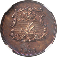 British North Borneo: 1/2 Cent 1891 H. KM 1. NGC Grading MS 64 RB. (R) - Colonies