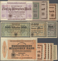 Kleines Lot Mit 14 Banknoten Verschiedener Reichsbahndirektionen, Dabei 200 Millionen Und 50 Milliarden Mark 1923... - Other & Unclassified