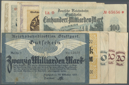 Kleines Lot Mit 10 Banknoten Der Reichsbahndirektionen Karlsruhe, München Und Stuttgart Von 5 Millionen Bis... - Other & Unclassified