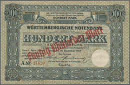 Württembergische Notenbank, Album Mit Sammlung Von 101 Unterschiedlichen Scheinen. Enthalten Sind 1000 Mark... - Other & Unclassified