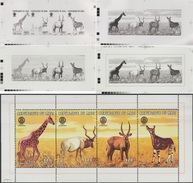 Mali 1998 Y&T 1128/31. 4 Films Positifs D'impression. Rotary Club. Animaux : Girafe, Addax, Kobe, Okapi - Giraffen