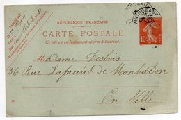 Entier-1909-CP Semeuse 10c -de Bordeaux Pour Bordeaux-33-format 140 Mm X 90 Mm-mention "EN VILLE" - Standard Postcards & Stamped On Demand (before 1995)
