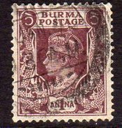 Burma GVI 1938-40 1a. Purple-brown, Used, SG 22 (D) - Birmania (...-1947)