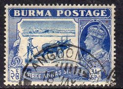 Burma GVI 1938-40 3a. 6p. Blue, Used, SG 27 (D) - Birmania (...-1947)