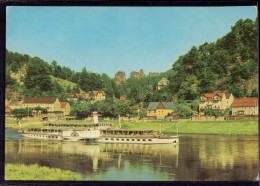 Rathen - Blick Zum Talwächter Zur Lokomotive Und Zum Lamm   Mit Ausflugsdampfer Dresden - Rathen