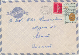 Israel Air Mail Cover Sent To Denmark 5-5-1959 (one Of The Stamps Is Damaged) - Airmail