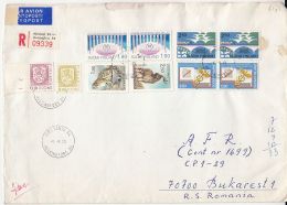 COAT OF ARMA, PARLIAMENT UNION, LEOPARD, ANTELOPE, EUROPE, HEALTH, STAMPS ON REGISTERED COVER, 1989, FINLAND - Storia Postale