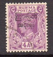 Burma GVI 1947 Interim Government 4a. Overprint, Used, SG 77 (D) - Burma (...-1947)