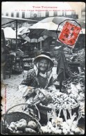 Types Toulousaines, Vieille Revendeuse Du Marché Du Capitole, Phototypie Labouche, Voyagé En 1909, Côté Gauche Abimé - Fliegende Händler