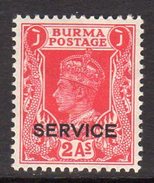 Burma GVI 1939 SERVICE 2a. Value, Very Lightly Hinged Mint, SG O20 (D) - Birmania (...-1947)
