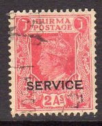 Burma GVI 1939 SERVICE 2a. Value, Used, SG O20 (D) - Burma (...-1947)