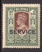 Burma GVI 1939 SERVICE 10r. Value, Hinged Mint, SG O27 (D) - Birma (...-1947)