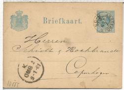 HOLANDA ENTERO POSTAL AMSTERDAM 1881 A COPENAGE - Lettres & Documents